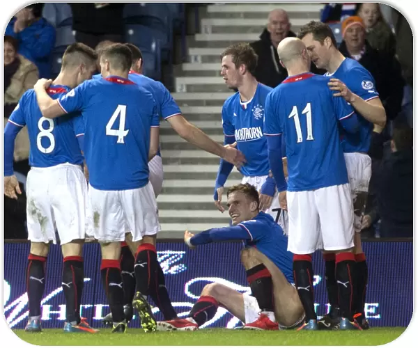 Rangers Celebrate Third Goal Against Dunfermline in Scottish Cup Match
