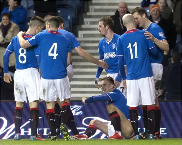 Rangers Celebrate Third Goal Against Dunfermline in Scottish Cup Match