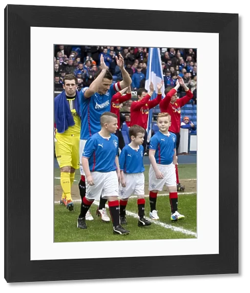 Rangers Football Club: Triumphant Scottish Cup Quarter Final Victory at Ibrox Stadium - Lee McCulloch and Mascots Celebrate (2003)