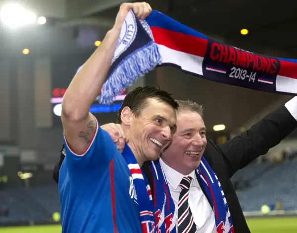 Rangers Football Club: Ally McCoist and Lee McCulloch Celebrate Scottish League One Title Win at Ibrox Stadium