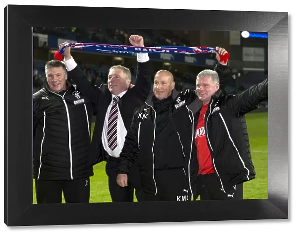Triumphant Rangers Management: McCoist, Stewart, McDowall, and Durrant Celebrate Scottish League One Title