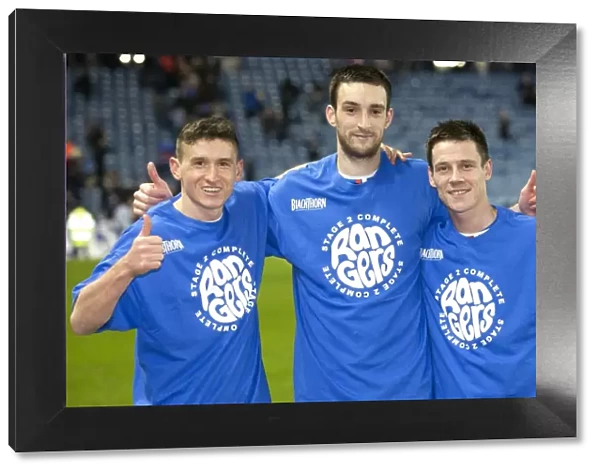 Rangers Football Club: League One Title Triumph - Fraser Aird, Lee Wallace, and Ian Black Celebrate at Ibrox Stadium