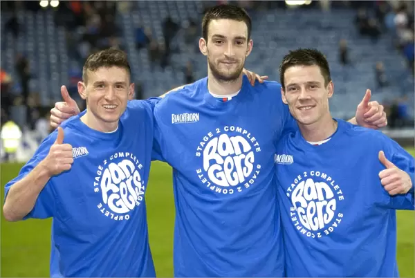Rangers Football Club: League One Title Triumph - Fraser Aird, Lee Wallace, and Ian Black Celebrate at Ibrox Stadium