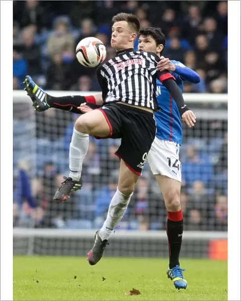 Clash at Ibrox: A Battle for the Ball - Rangers Emilson Cribari vs. Dunfermline Athletic's Lawrence Shankland