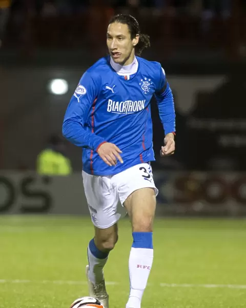 Rangers Bilel Mohsni Fights for Scottish Cup Victory Against Albion Rovers (Quarter Final Replay, New Douglas Park)