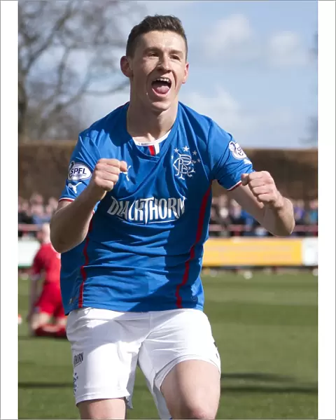 Rangers Fraser Aird: Euphoric Goal Celebration in Scottish League One (Scottish Cup Winning Moment)