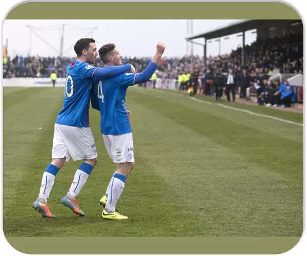Rangers: Fraser Aird and Nicky Clark's Dramatic Winning Goal Celebration in Scottish League One at Arbroath's Gayfield Park