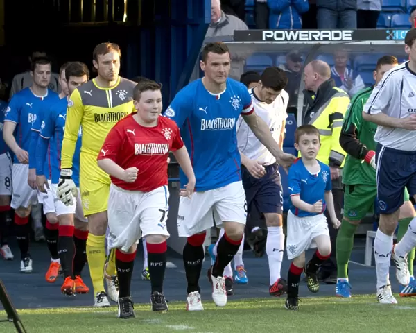Rangers Football Club: Lee McCulloch and Mascots Kick-Off Scottish League One Match at Ibrox Stadium - 2003 Scottish Cup Champions