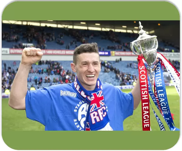 Rangers Football Club: Fraser Aird's Triumphant League One Title Celebration with the Scottish Cup at Ibrox Stadium