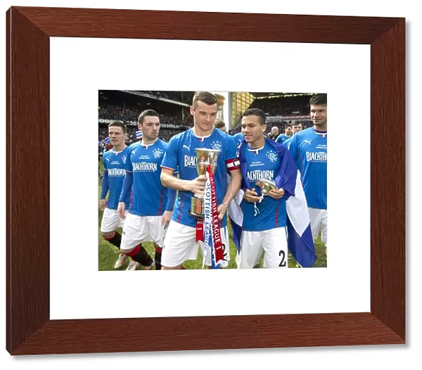 Rangers Football Club: League One Victory - Celebrating with the Trophy at Ibrox Stadium (2003) - McCulloch and Team Mates Rejoice