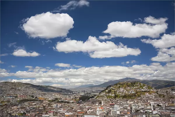 The city of Quito, Ecuador with El Panecillo (hill on the right)