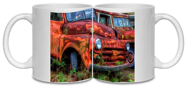 North America, USA, Georgia; Rusty trucks at Old Car City