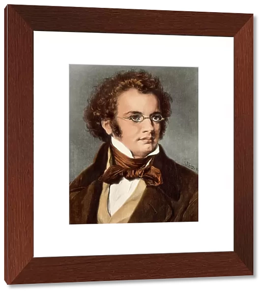 Schubert. Portrait of composer Franz Schubert.. Digitally colored photograph of a painting