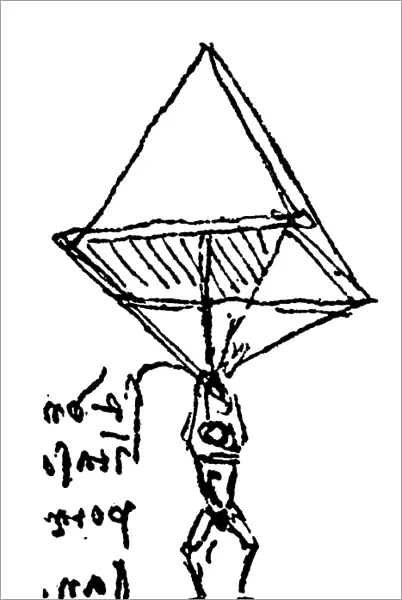 Sketch of a parachute, c1485, by Leonardo da Vinci