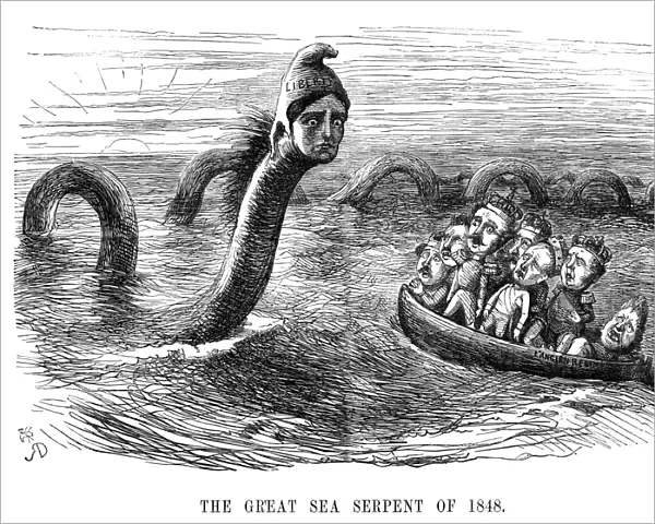 EUROPE, 1848: CARTOON. The Great Sea Serpent of 1848. Cartoon from Punch (London)