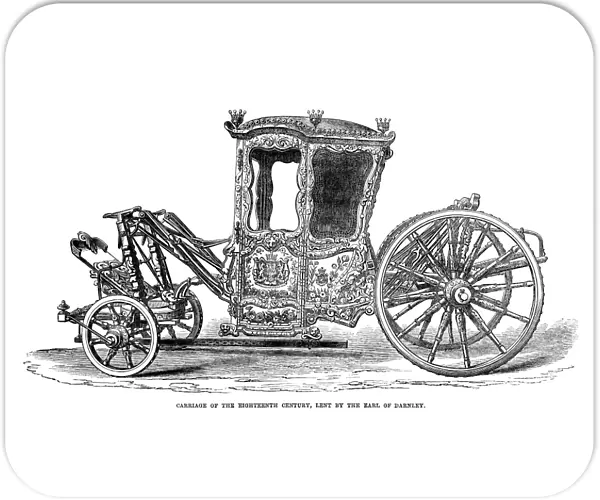 SCOTTISH CARRIAGE, 1869. 18th century carriage, lent to the South Kensington Museum