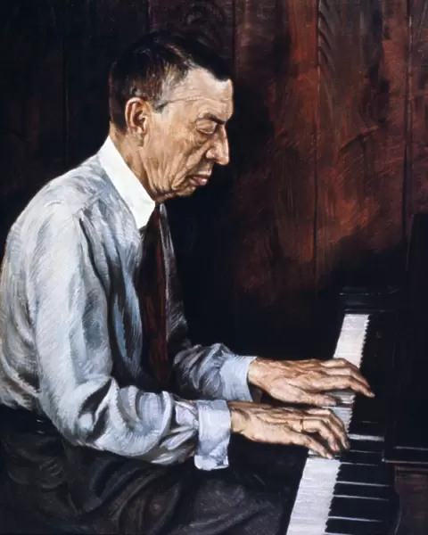 SERGEI RACHMANINOFF. (1873-1943). Russian pianist, composer and conductor. Oil by Boris Chaliapin