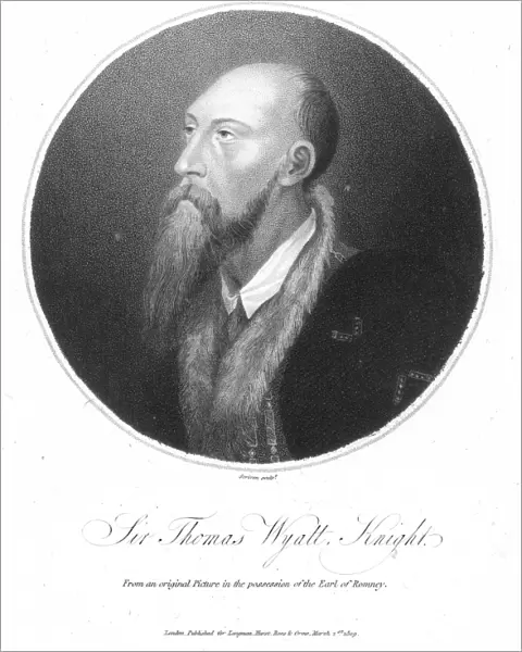 SIR THOMAS WYATT (1503?-1542). English diplomat and poet. Stipple engraving, 1809