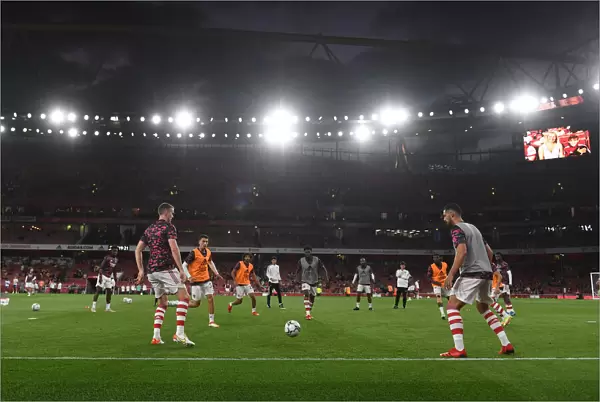 Arsenal Players Warm Up Ahead of Carabao Cup Clash vs. AFC Wimbledon
