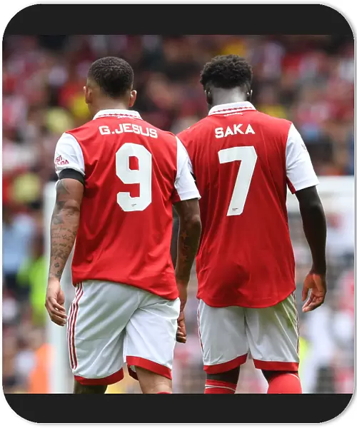 Arsenal's Jesus and Saka in Action against Sevilla - Emirates Cup 2022