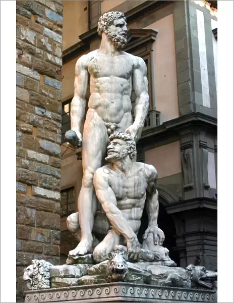 Hercules and Cacus, 1525-1534. White marble statue at entrance to Palazzo Vecchio