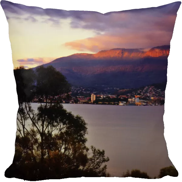 A winters dawn and views across the Derwent estuary to Hobart and Mount Wellington
