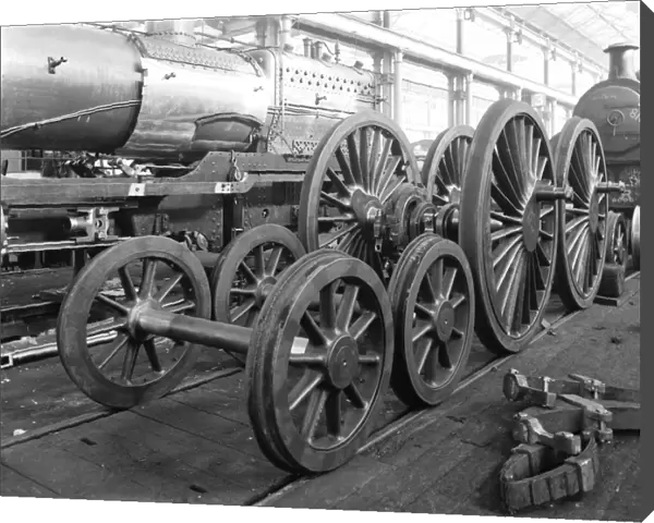Locomotives and wheels in the erecting shop at Derby works, 1902