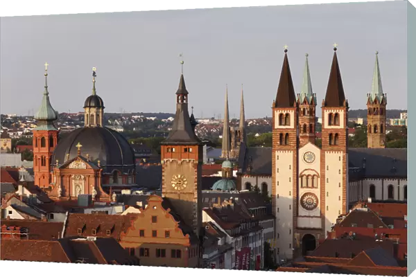Neumuenster Church, Grafeneckart, Cathedral, Wuerzburg, Lower Franconia, Franconia, Bavaria, Germany, Europe, PublicGround