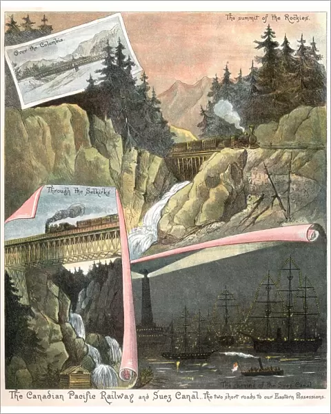 Canadian Pacific Railway and Suez Canal (Victorian illustration)