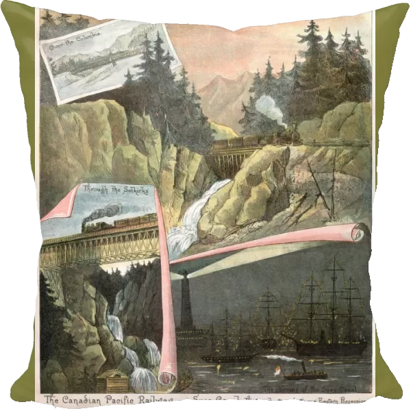 Canadian Pacific Railway and Suez Canal (Victorian illustration)
