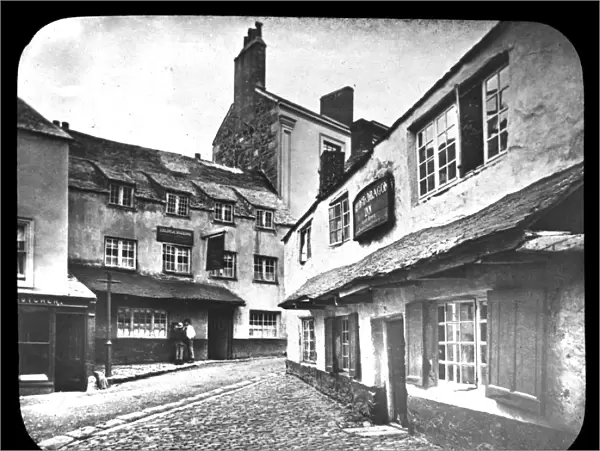 The Golden Lion and George and Dragon Inn, Market Place, St Ives, Cornwall. Around 1873