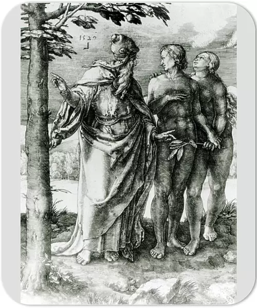 God shows Adam and Eve the Tree of Life in the Garden of Eden, 1529 (engraving)