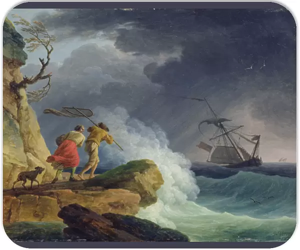 Coastal Scene in a Storm, 1782 (oil on canvas)
