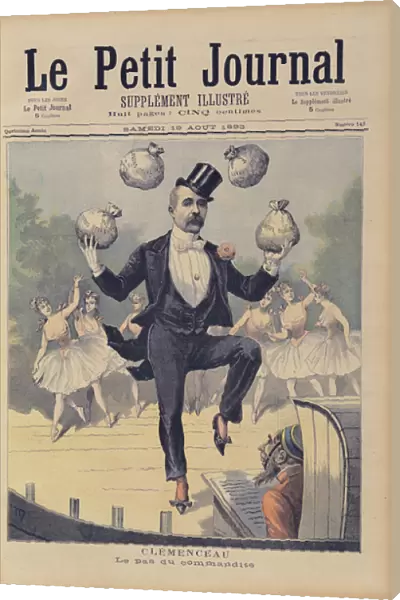 Georges Clemenceau (1841-1929) juggling bags of English money, from Le Petit Journal
