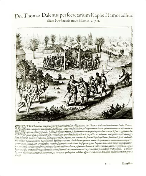 Ralph Hamor visits Powhatan, 1619 (engraving) (b  /  w photo)