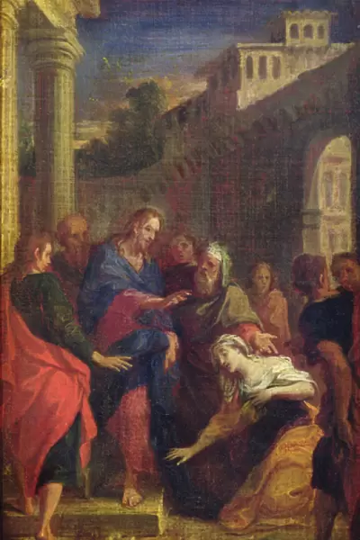Jesus Healing the Bleeding Woman (oil on canvas)