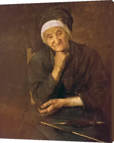 Old woman from Aulus (Ariege) (oil on canvas) (detail)