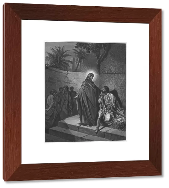 Gustave Dore Bible: Jesus healing the man sick of the palsy (engraving)