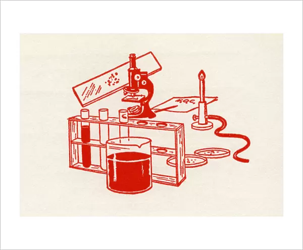 Chemistry Set and Microscope, 1948 (colour litho)