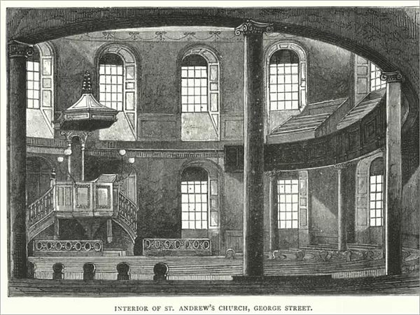 Interior of St Andrews Church, George Street (engraving)