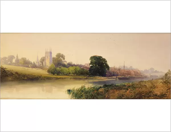 A Summers Evening on the Avon at Evesham, c. 1870-80 (pencil and w  /  c)