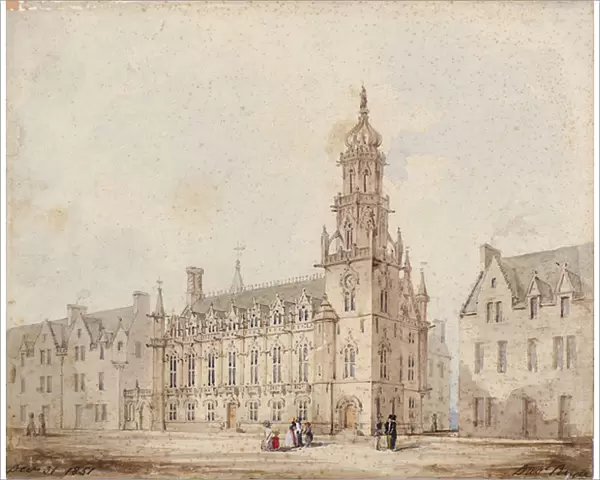 The Dundee Royal Exchange with Tower and Crown: First Drawing, 1851 (w  /  c)