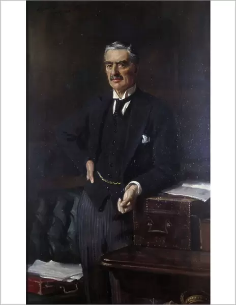 Portrait of Neville Chamberlain (1869-1940) (oil on canvas)