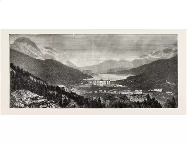 The Maloja Valley, a New Health Resort in the Upper Engadine, Switzerland, Engraving 1884