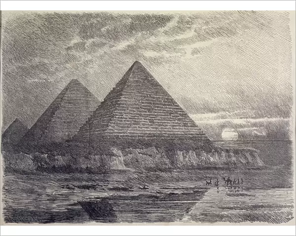 Pyramids of Egypt, German engraving from 1886, is one of the seven wonders of the world