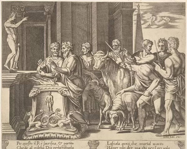 Plate 4: Psyches father consulting the oracle, from The Fable of Psyche, 1530-60