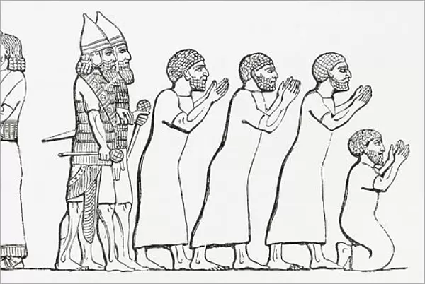 Captive Israelites Brought Before The Assyrian King, Sennacherib. After A Contemporary Work. From The Imperial Bible Dictionary, Published 1889
