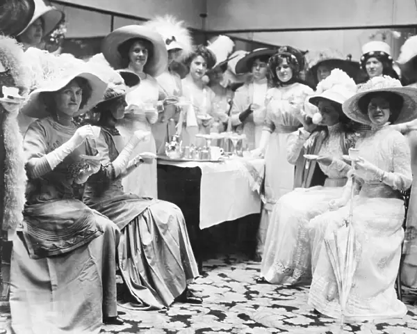 Clothing Fashion Edwardian fashions Mannequins having a cup of tea at Whitley