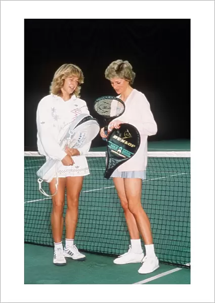 Princess Diana at the Vanderbilt Racquet Club in London prior to a doubles match with