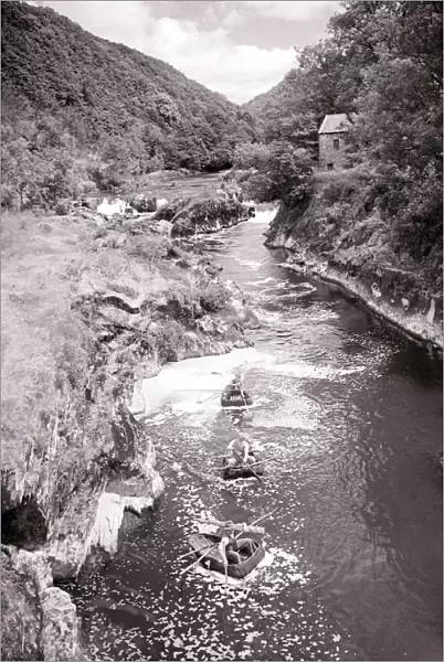Wales Coracles scenic view 1962 boats river rural countryside britain water
